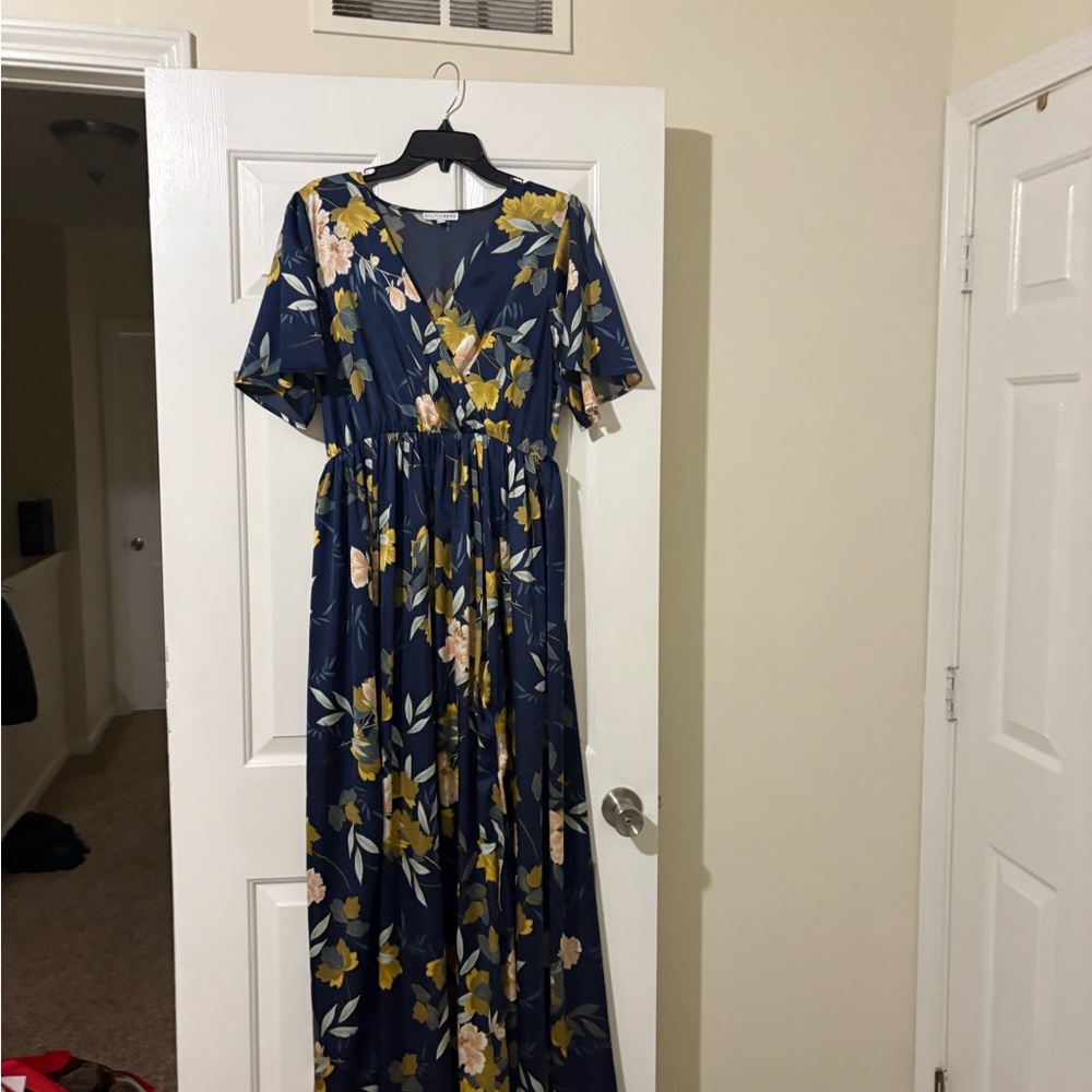 Baltic Born Navy and Yellow Floral Maxi Dress